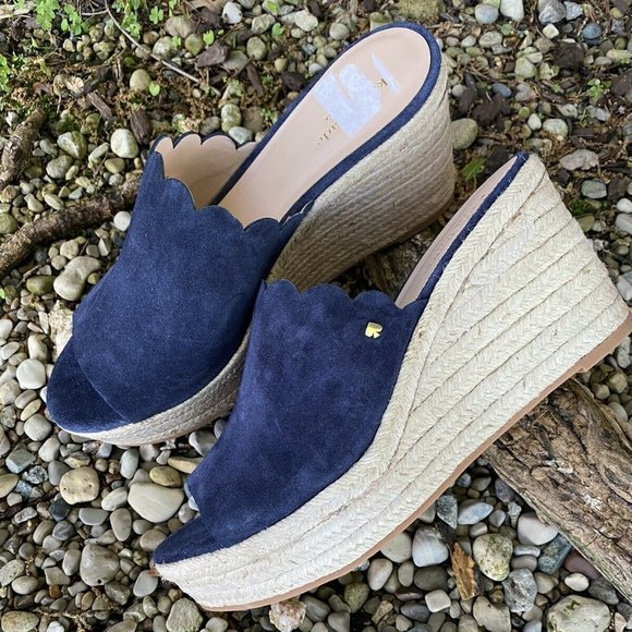 Espadrille Shoes - Blue Kate Spade Toby Suede Wedge Sandal 7.5
